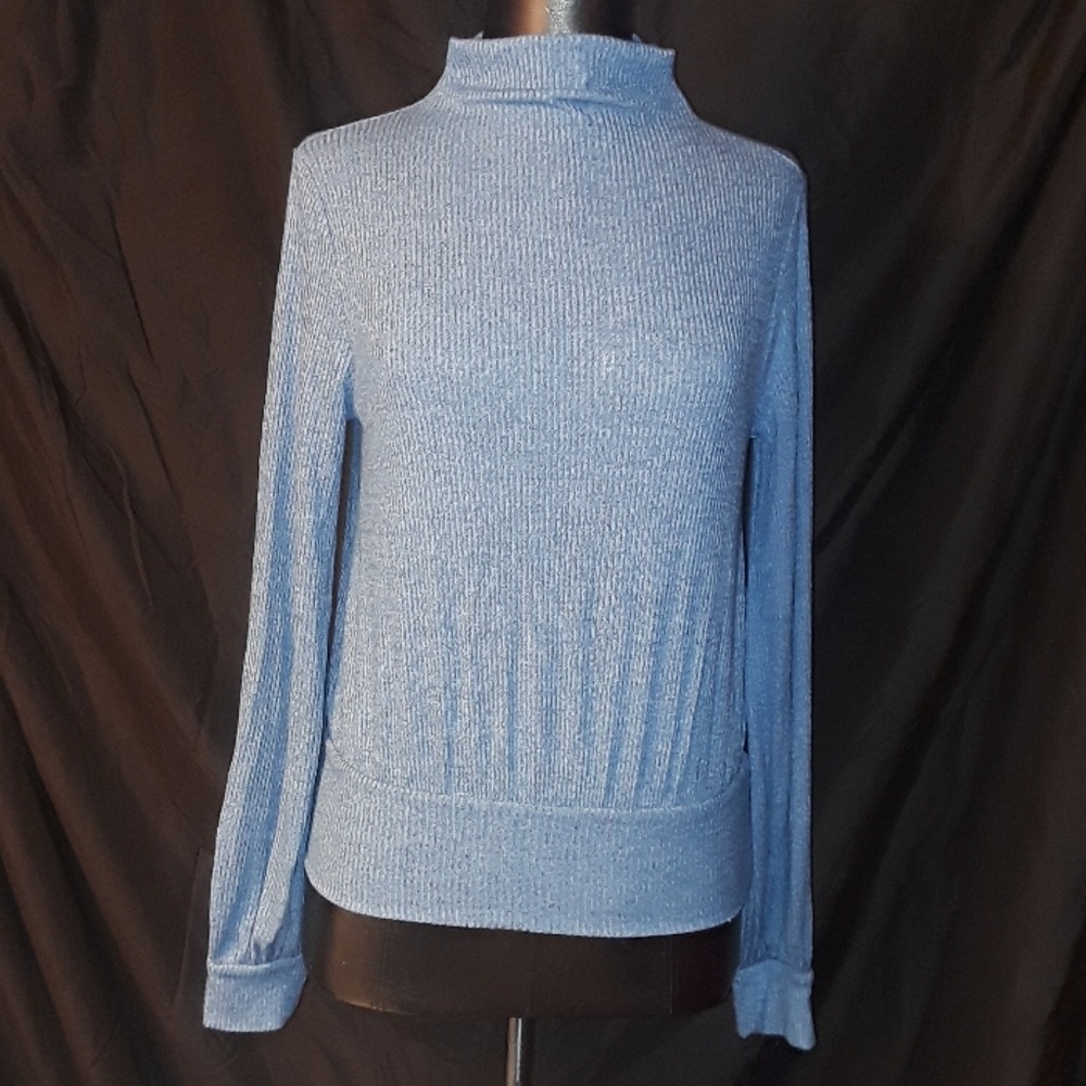 ** Gap Rib Soft Knit Mock Turtle Sweater Top Blue
